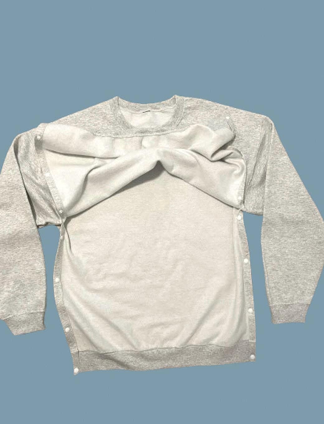 TORSO Navy Adaptive Sweatshirt: Torso Snap Access for Post-Surgery Recovery Scoliosis Fusion clothes for Heart Surgery Spinal Fusion Shirt