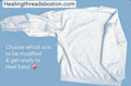 Wrist-or-Hand Surgery Sweatshirt with Button Snaps for Easy Dressing Post Surgery Recovery. Arm & Wrist Cuff fully opens