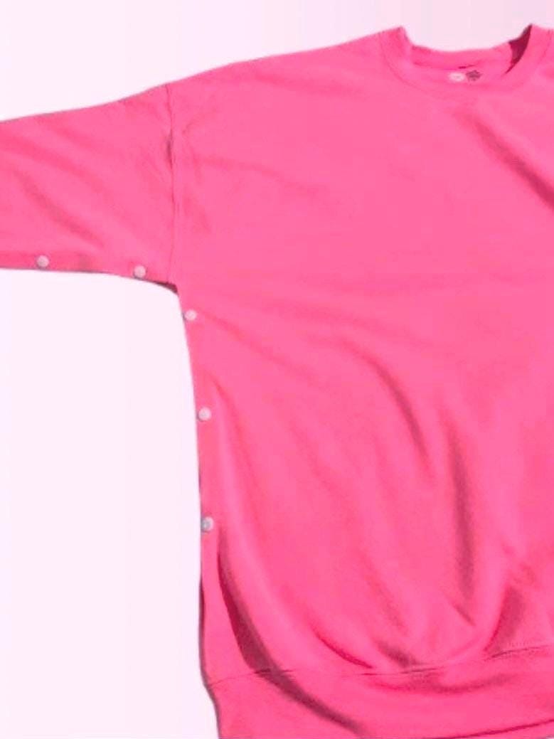 Wrist-or-Hand Surgery Crewneck Sweatshirt with  Button Snaps for Easy Dressing Post Surgery Recovery. Arm & Wrist Fully Open. Surgery Gift Surgery