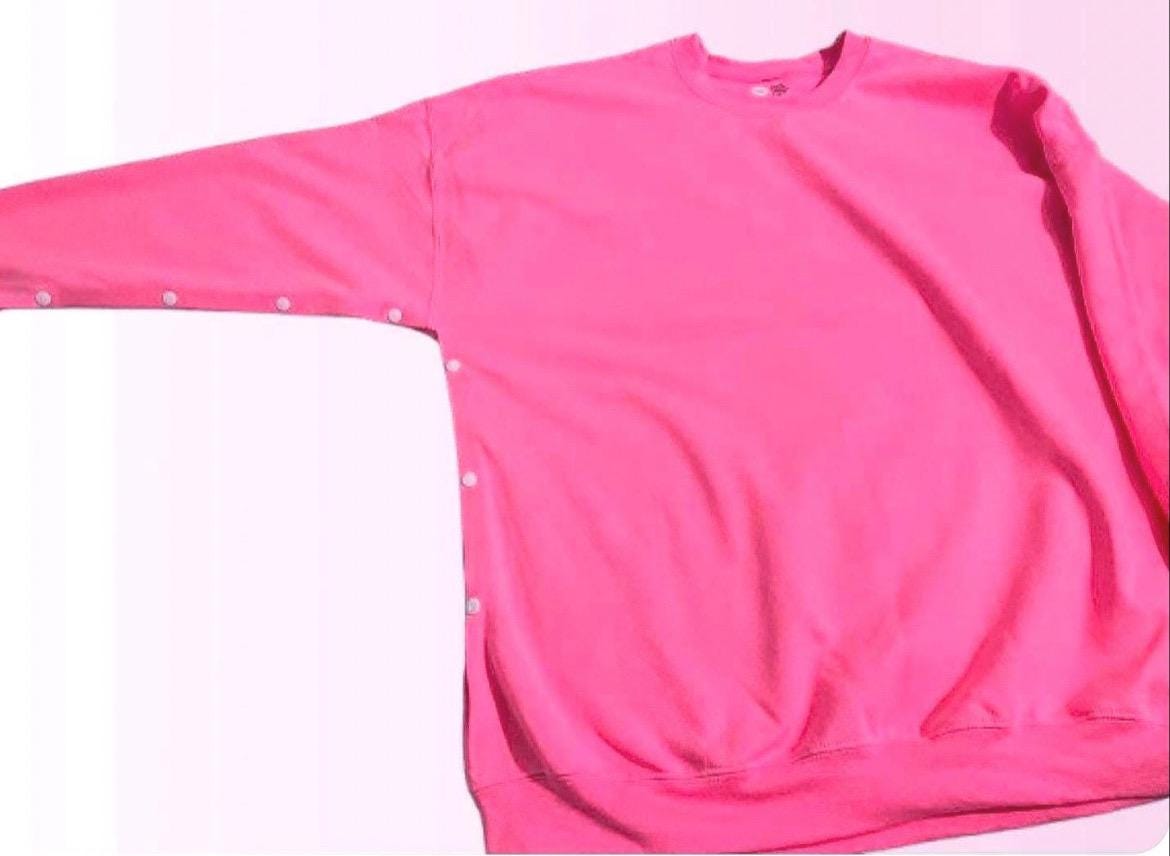 TORSO Adaptive Pink Crewneck Sweatshirt Scoliosis Surgery Heart Surgery • Spinal Fusion g-tube Torso Snap Sides for Post-Surgery Recovery