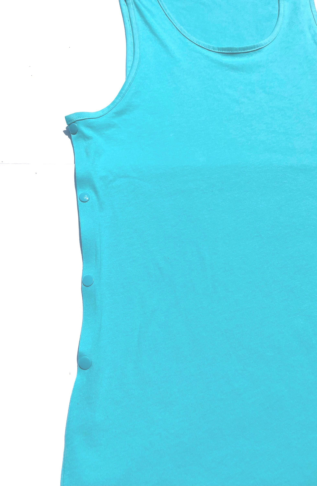 Tahiti Blue Adaptive Tank Top: Shoulder Surgery Recovery Shirt