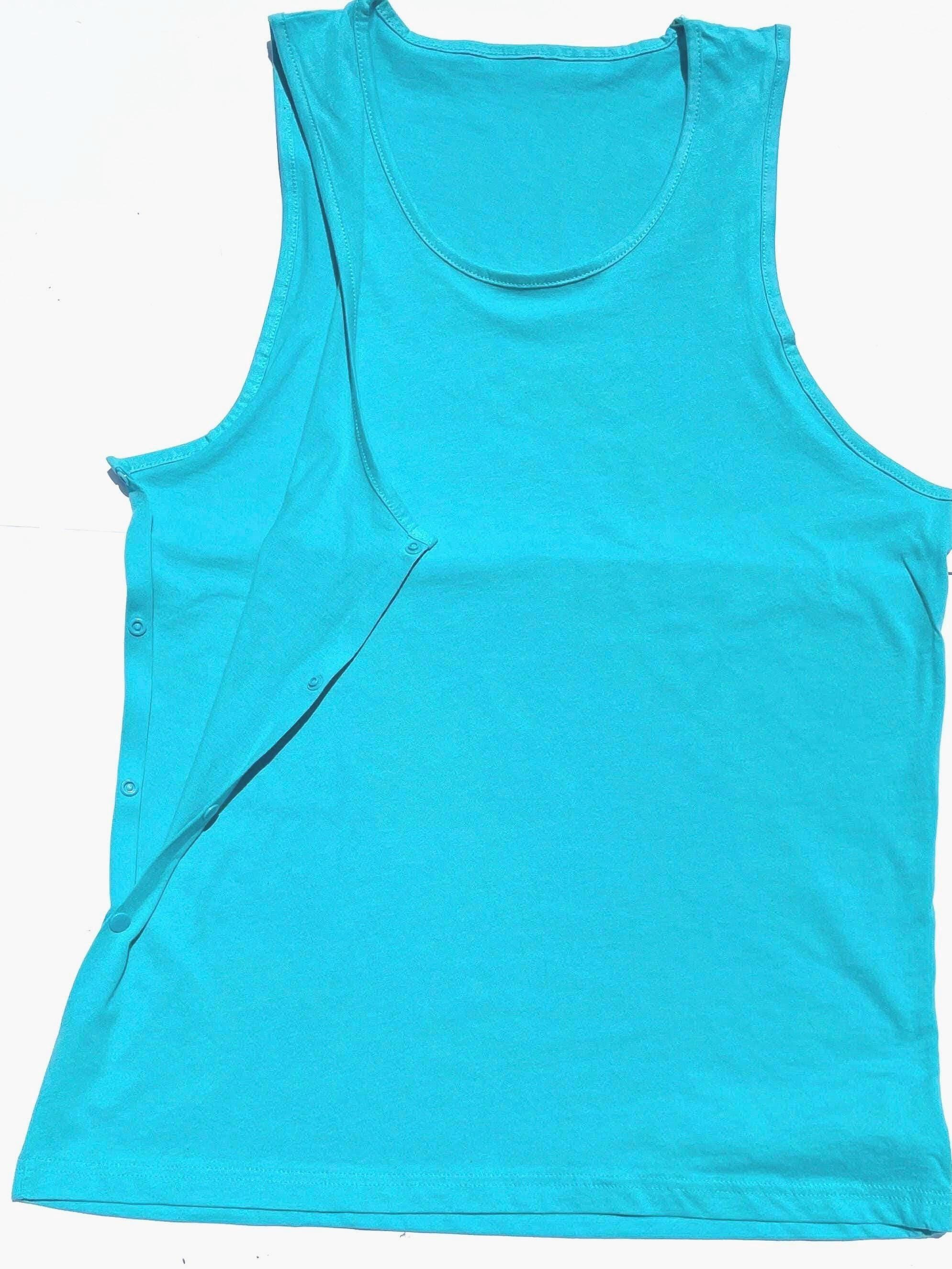 Tahiti Blue Adaptive Tank Top: Shoulder Surgery Recovery Shirt