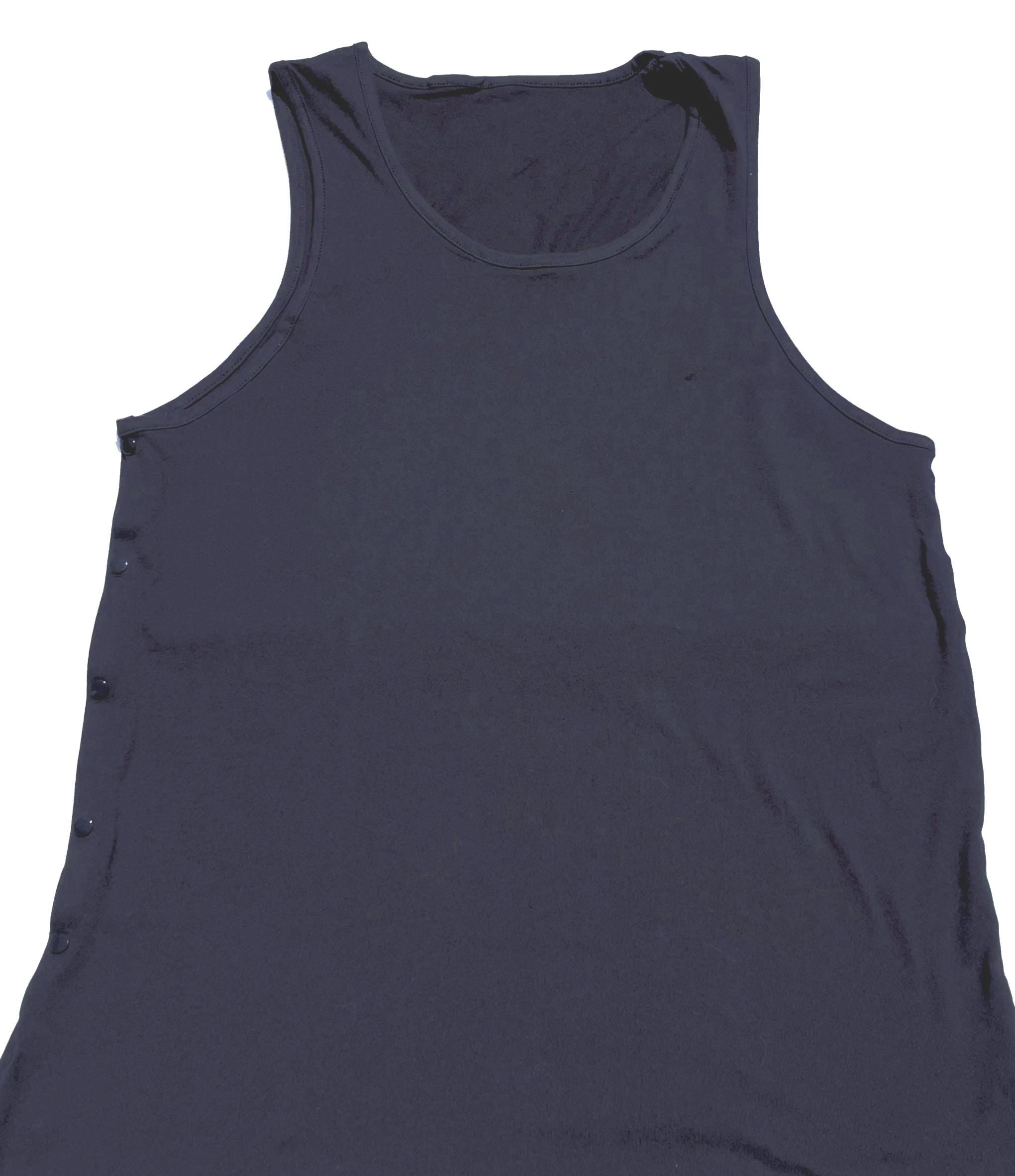 Shoulder Surgery Tank Top: Black Cotton Blend Recovery Shirt with Buttons