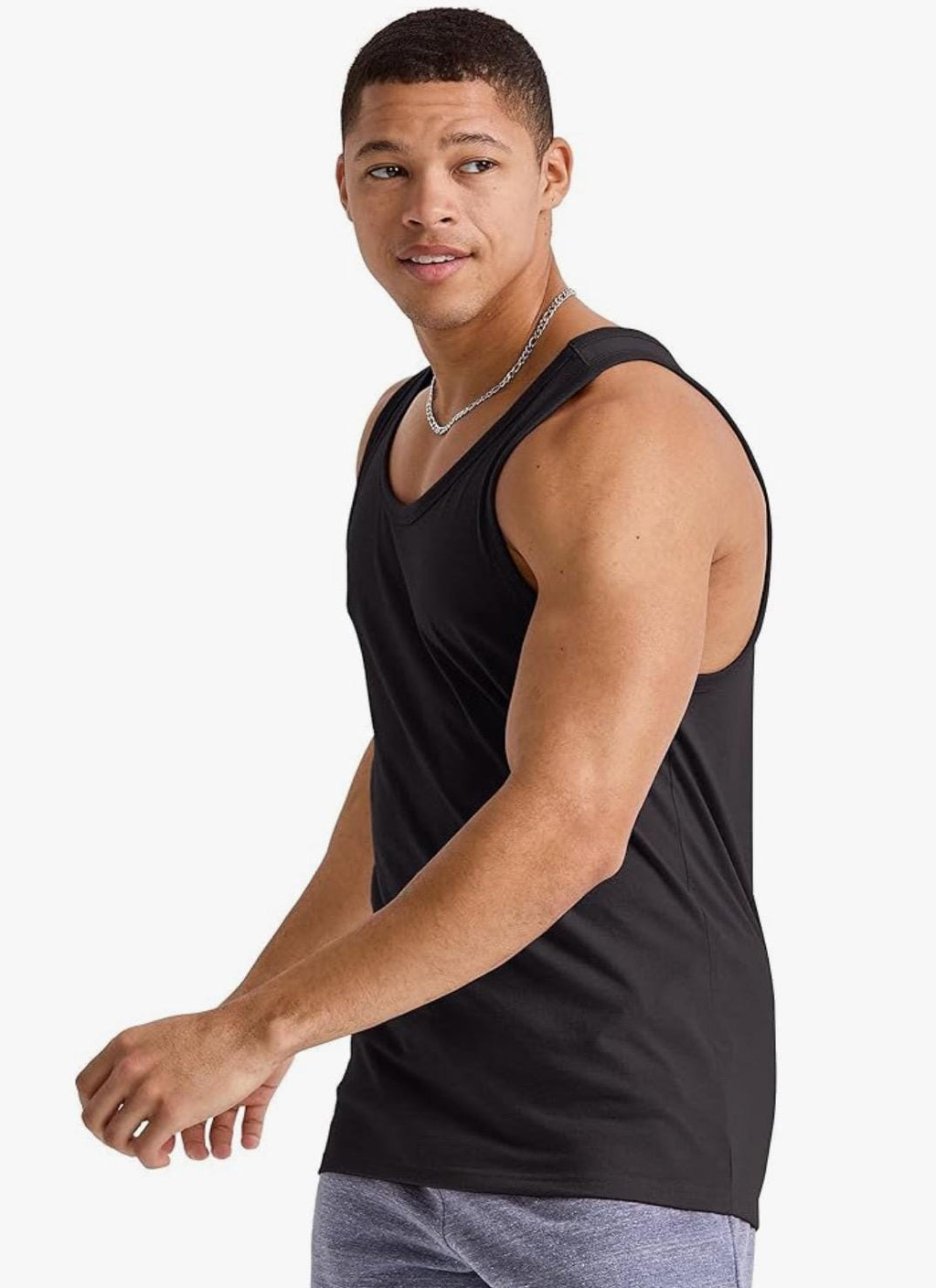Shoulder Surgery Tank Top: Black Cotton Blend Recovery Shirt with Buttons