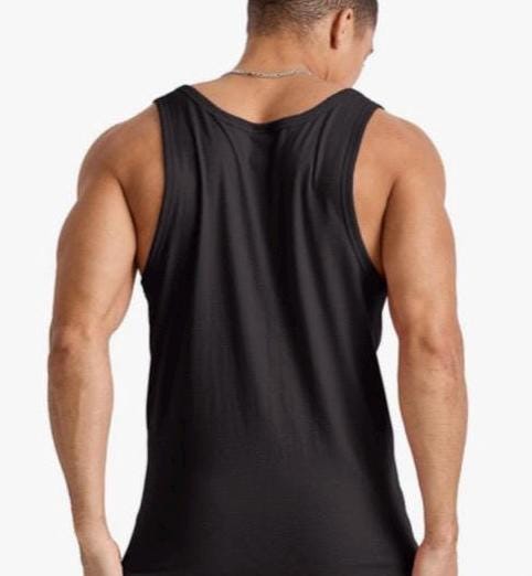 Shoulder Surgery Tank Top: Black Cotton Blend Recovery Shirt with Buttons