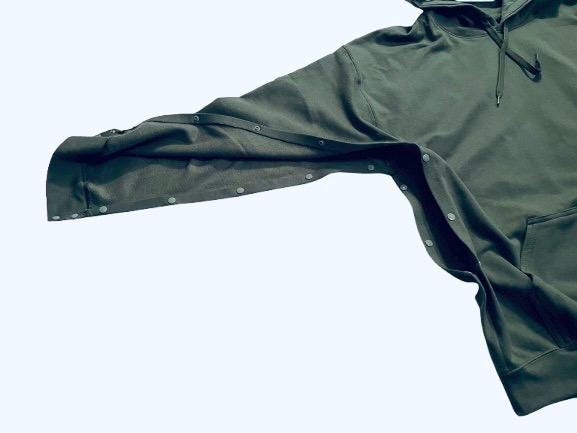 Wrist-or-Hand Surgery Hoodie with Arm FULLY CUT including WRIST •  Indicated for surgery on wrist or hand, when not able to get wrist through cuff of sweatshirt