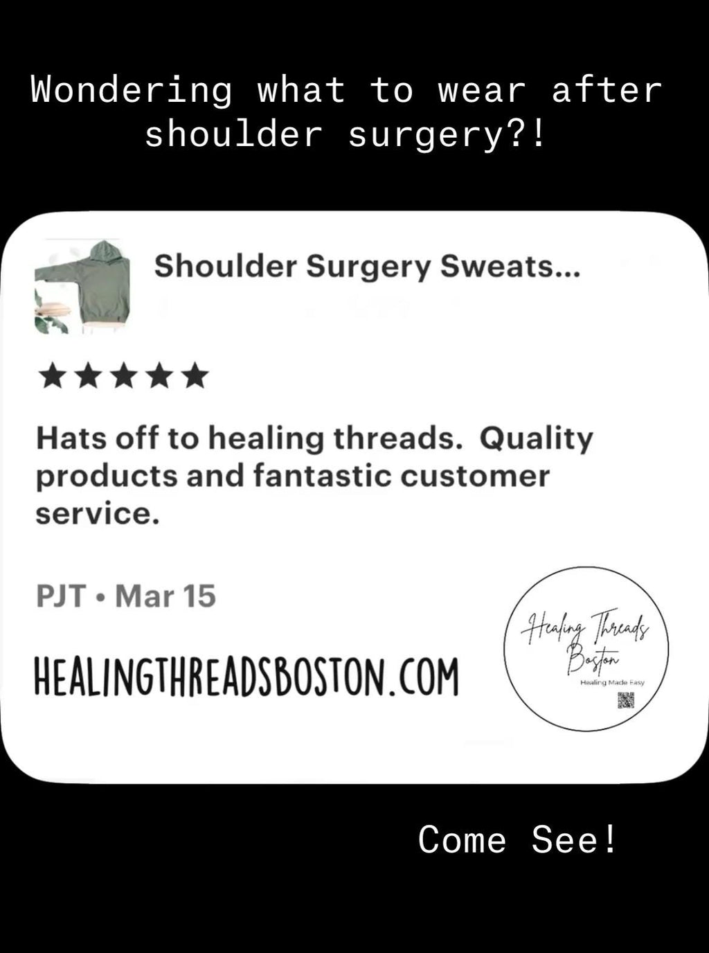Wrist-or-Hand Surgery Hoodie with Arm FULLY CUT including WRIST •  Indicated for surgery on wrist or hand, when not able to get wrist through cuff of sweatshirt